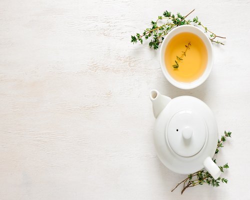 Relaxing evening with a book and herbal tea