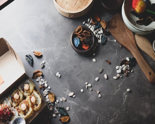 Healthy homemade lunch box on a desk